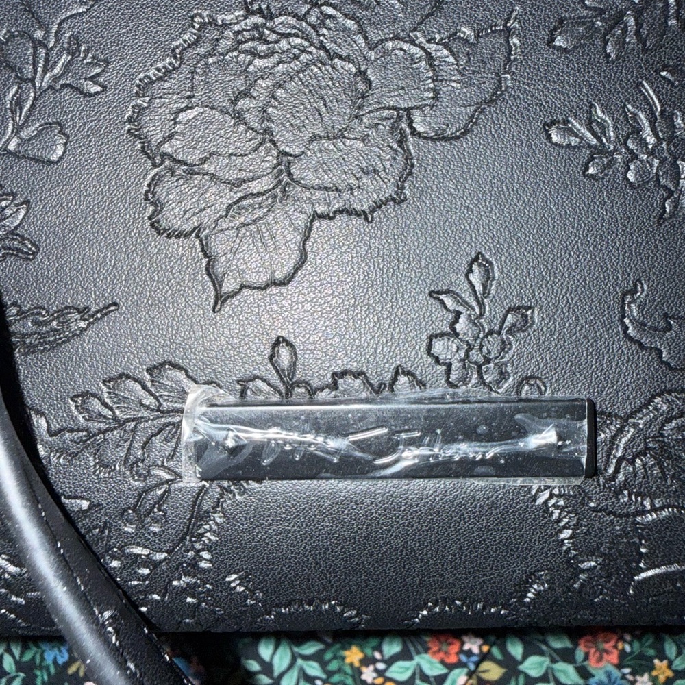 Betsey Johnson Black Embossed Skull Floral Handbag